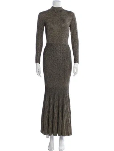 Pre-owned Staud Patterned Long Dress In Gold