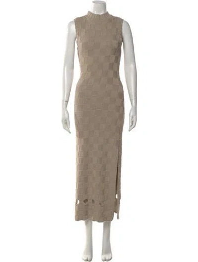 Pre-owned Staud Patterned Long Dress In Neutral