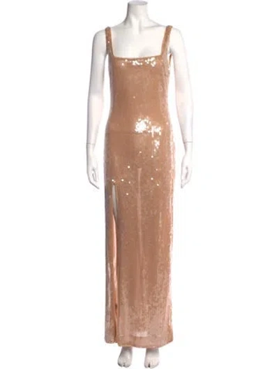 Pre-owned Staud Patterned Long Dress In Neutrals