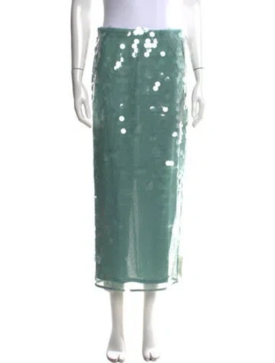 Pre-owned Staud Patterned Long Skirt W/ Tags In Green
