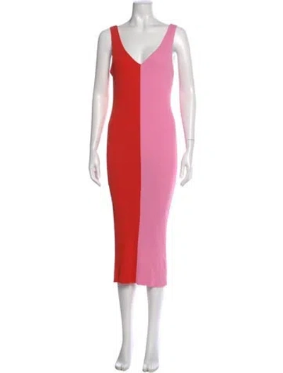 Pre-owned Staud Patterned Midi Length Dress In Red