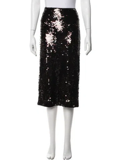 Pre-owned Staud Patterned Midi Length Skirt In Black