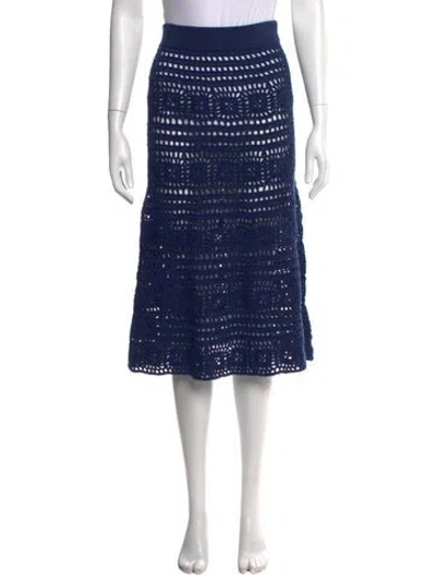 Pre-owned Staud Patterned Midi Length Skirt In Blue