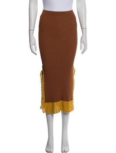 Pre-owned Staud Patterned Midi Length Skirt In Brown