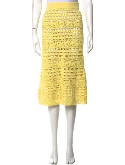 Pre-owned Staud Patterned Midi Length Skirt In Yellow
