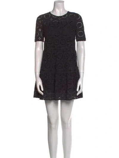 Pre-owned Staud Patterned Mini Dress In Black