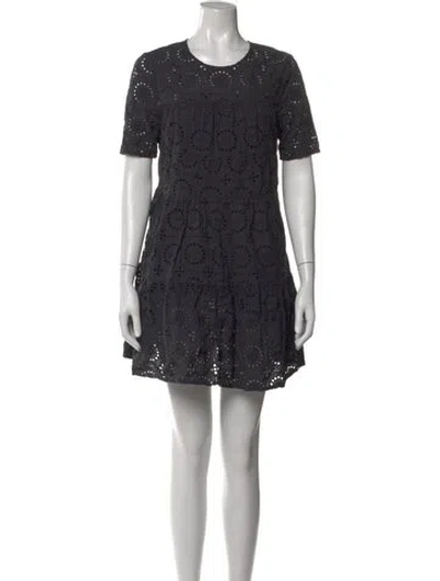 Pre-owned Staud Patterned Mini Dress In Black