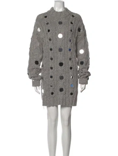 Pre-owned Staud Patterned Mini Dress In Gray
