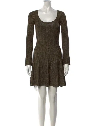 Pre-owned Staud Patterned Mini Dress In Green