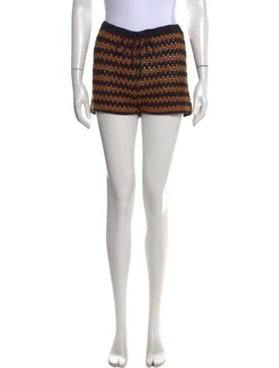 Pre-owned Staud Patterned Mini Shorts In Brown