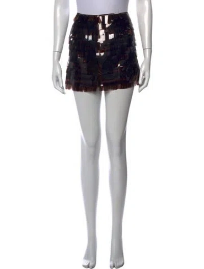 Pre-owned Staud Patterned Mini Skirt In Black