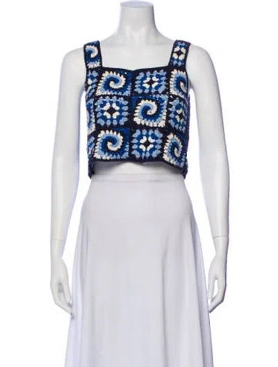 Pre-owned Staud Patterned Mini Skirt In Blue