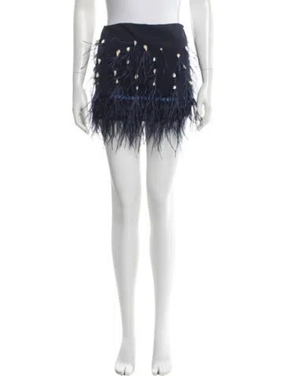 Pre-owned Staud Patterned Mini Skirt In Blue