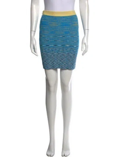 Pre-owned Staud Patterned Mini Skirt In Blue