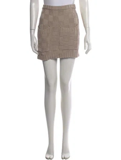 Pre-owned Staud Patterned Mini Skirt In Neutral