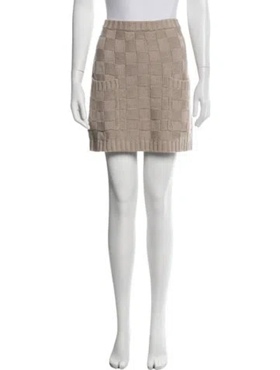 Pre-owned Staud Patterned Mini Skirt In Neutrals