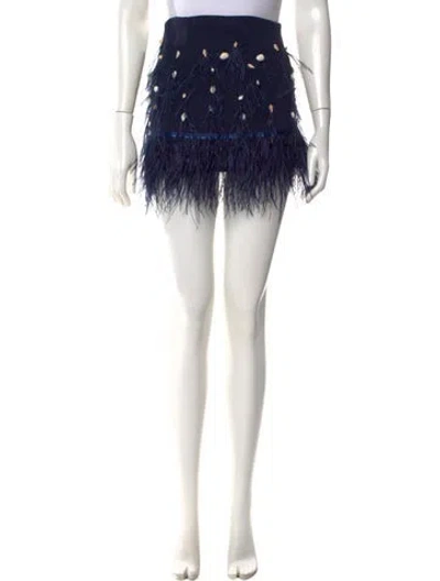 Pre-owned Staud Patterned Mini Skirt W/ Tags In Blue