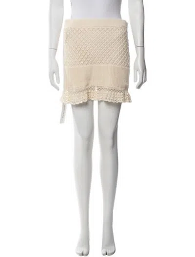 Pre-owned Staud Patterned Mini Skirt W/ Tags In Neutrals