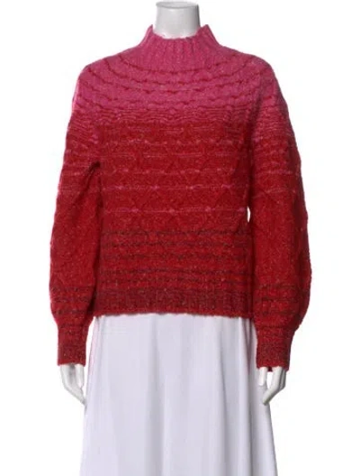 Pre-owned Staud Patterned Mock Neck Sweater In Pink/red