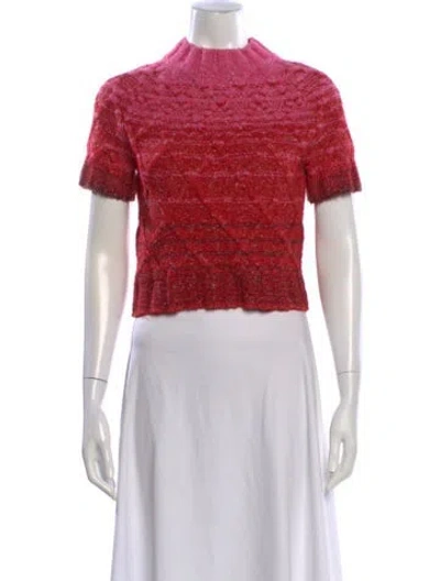 Pre-owned Staud Patterned Mock Neck Sweater In Red