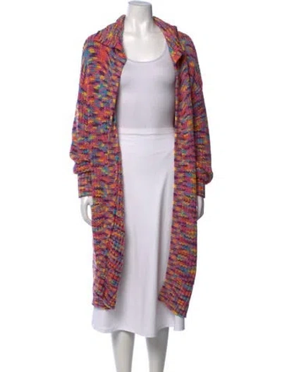 Pre-owned Staud Patterned Open Front Sweater In Multicolor