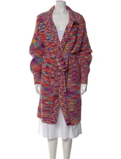 Pre-owned Staud Patterned Open Front Sweater In Pink