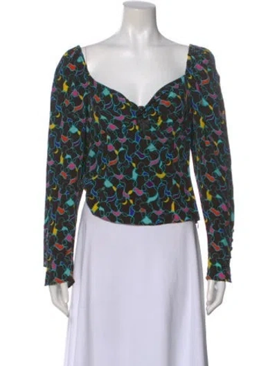 Pre-owned Staud Patterned Square Neckline Blouse In Multi