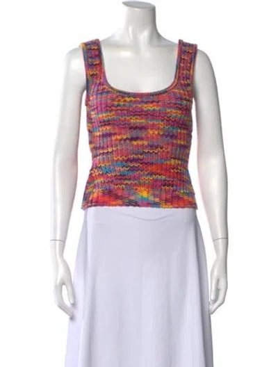 Pre-owned Staud Patterned Square Neckline Crop Top In Multi