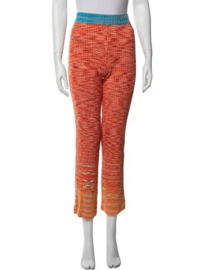 Pre-owned Staud Patterned Straight Leg Pants In Orange