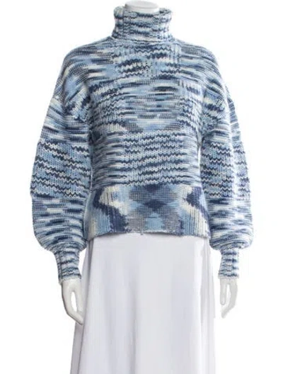 Pre-owned Staud Patterned Turtleneck Sweater In Blue