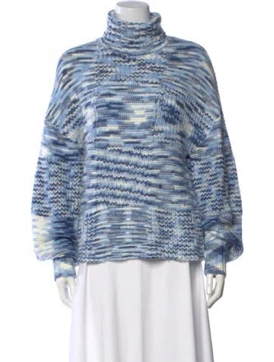 Pre-owned Staud Patterned Turtleneck Sweater In Blue