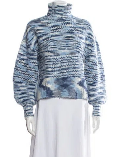 Pre-owned Staud Patterned Turtleneck Sweater In Blue