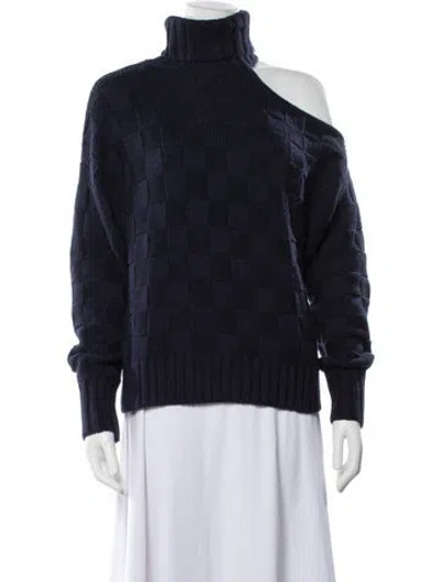 Pre-owned Staud Patterned Turtleneck Sweater In Blue