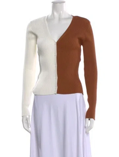 Pre-owned Staud Patterned V-neck Sweater In Multi