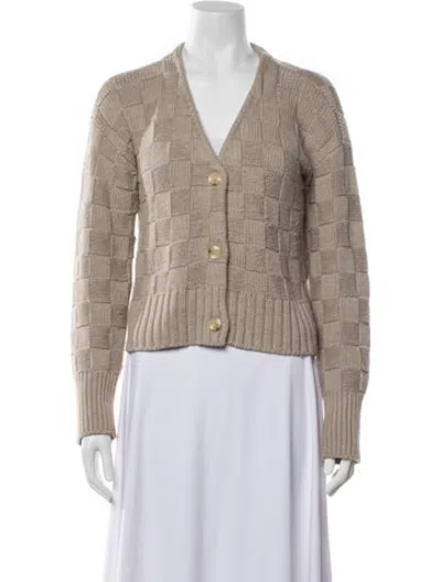 Pre-owned Staud Patterned V-neck Sweater In Neutrals