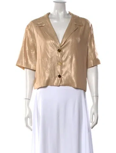 Pre-owned Staud Patterned V-neck Top In Neutrals