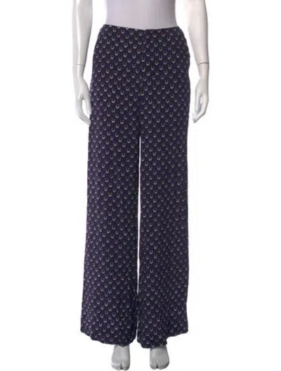 Pre-owned Staud Patterned Wide Leg Pants In Blue