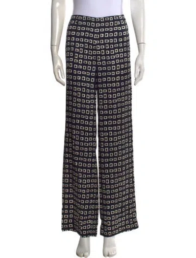 Pre-owned Staud Patterned Wide Leg Pants In Blue