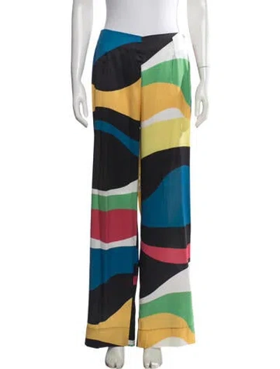 Pre-owned Staud Patterned Wide Leg Pants In Multicolor