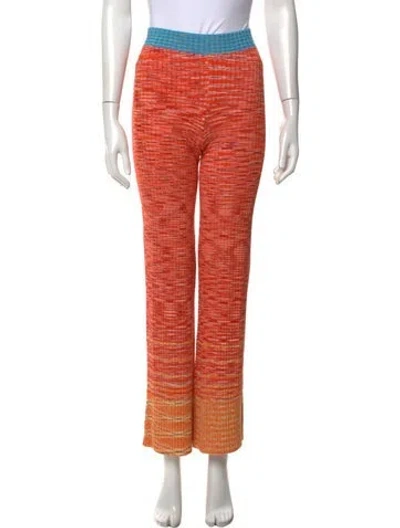 Pre-owned Staud Patterned Wide Leg Pants In Orange