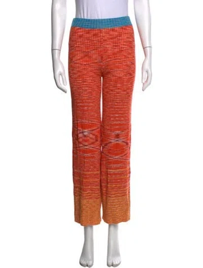 Pre-owned Staud Patterned Wide Leg Pants In Orange