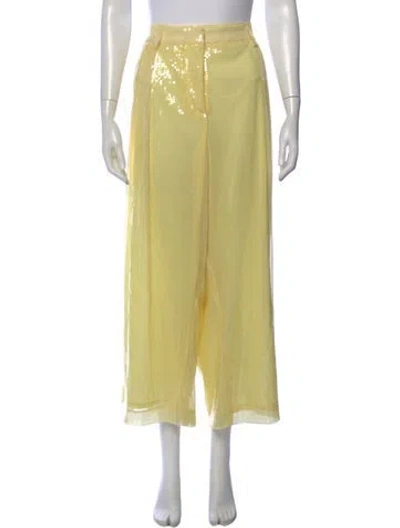 Pre-owned Staud Patterned Wide Leg Pants W/ Tags In Yellow