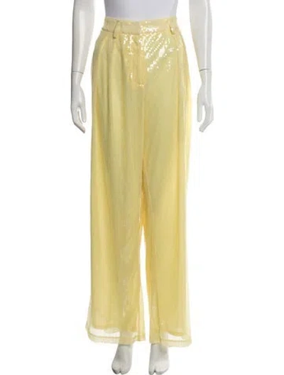 Pre-owned Staud Patterned Wide Leg Pants W/ Tags In Yellow