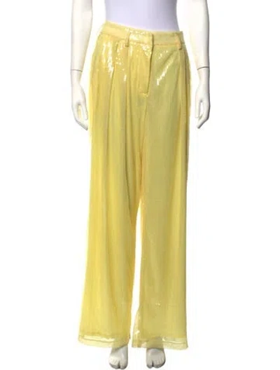 Pre-owned Staud Patterned Wide Leg Pants In Yellow