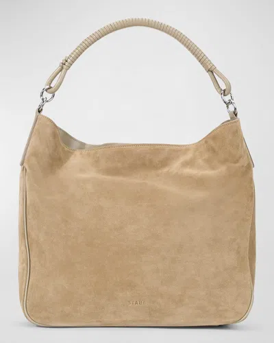 Staud Perry Suede Hobo Bag In Dune