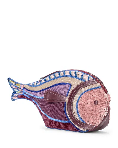 Staud Pesce Beaded Fish Clutch In Purple