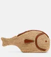 Staud Pesce Leather-trimmed Raffia Clutch In Neutral