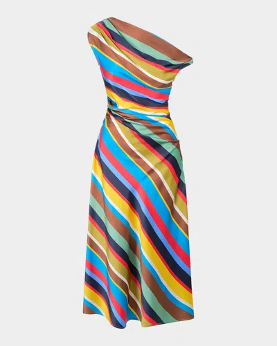 STAUD PHARA SILK MIDI DRESS