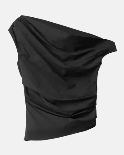 Staud Phare Draped Asymmetric Top In Black