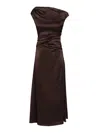 Staud Phare Silk-blend Satin Cocktail Dress In Brown